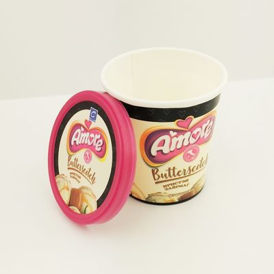 6온스 175ml 종이 냉동 요구르트 컵, 평면 뚜?? 사용자 지정 아이스크림 컵