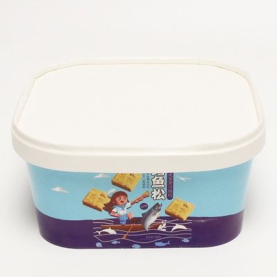 환경 친화적 가져가기용 종이 그릇, 1100ml 사각형 샐러드 종이 음식 용기 뚜??